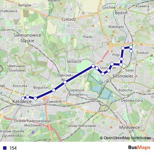154 bus Line Map