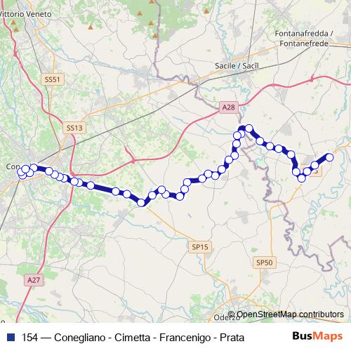 154 bus Line Map