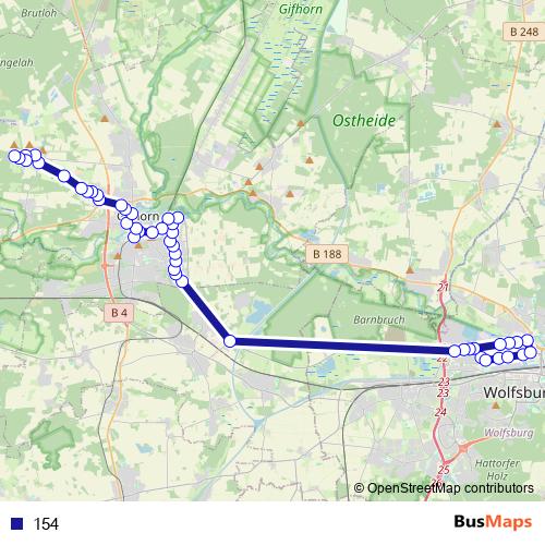 154 bus Line Map
