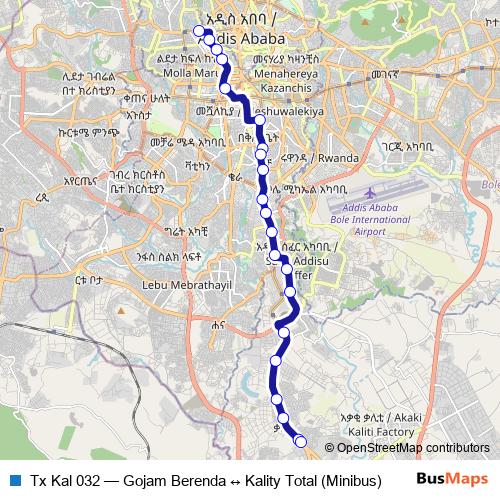 Tx Kal 032 bus Line Map