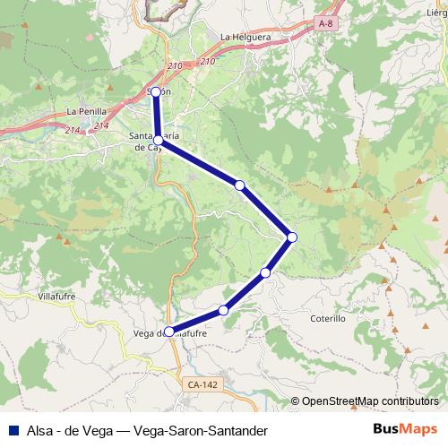 Alsa - de Vega bus Line Map