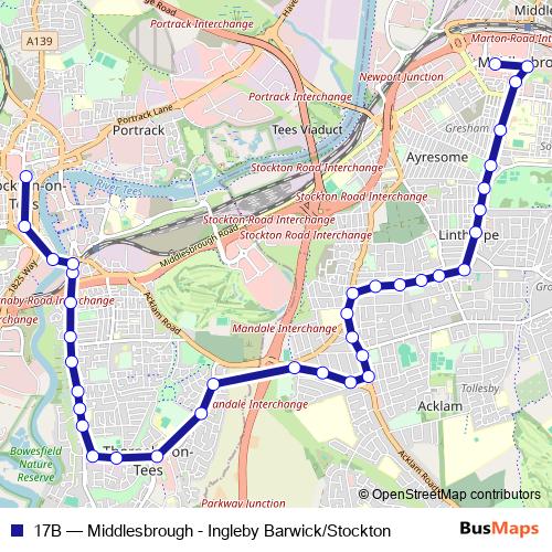17B bus Line Map