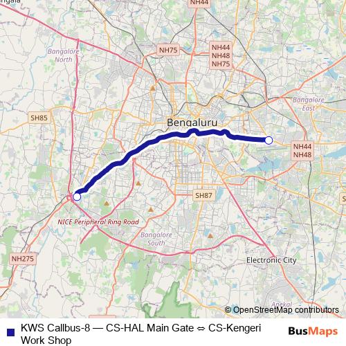 KWS Callbus-8 bus Line Map