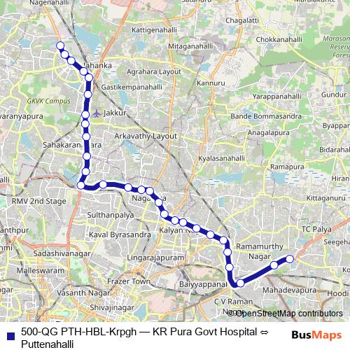 500-QG PTH-HBL-Krpgh bus Line Map