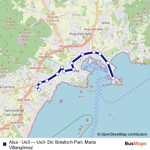 Alsa - Ue3 bus Line Map