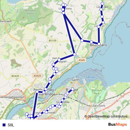 58L bus Line Map