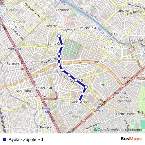 Ayala - Zapote Rd bus Line Map