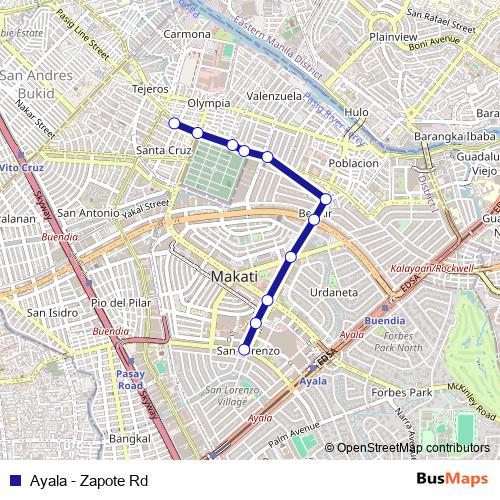 Ayala - Zapote Rd bus Line Map