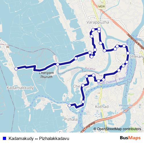Kadamakudy ↔ Pizhalakkadavu bus Line Map
