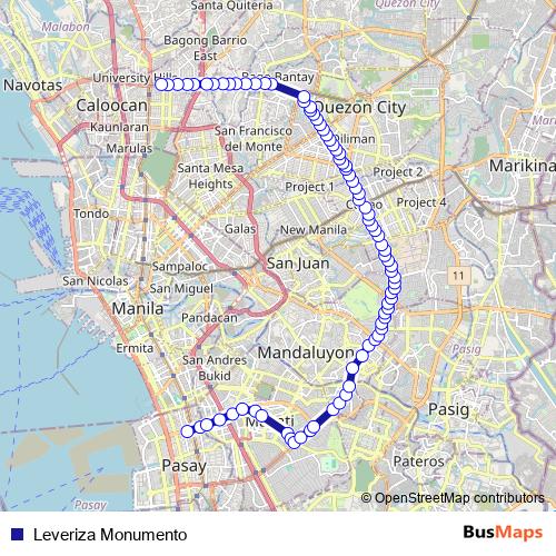 Leveriza Monumento bus Line Map