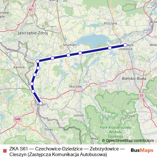 ZKA S61 bus Line Map