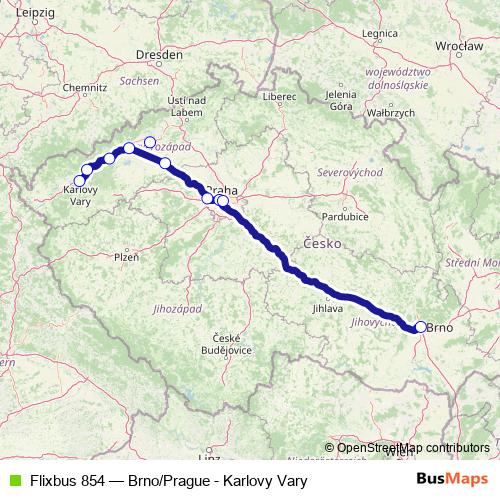 Flixbus 854 bus Line Map