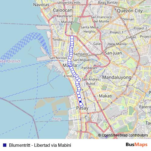 Blumentritt - Libertad via Mabini bus Line Map