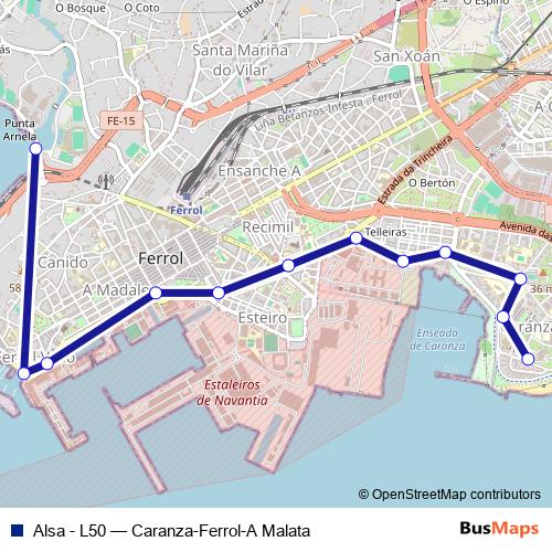 Alsa - L50 bus Line Map