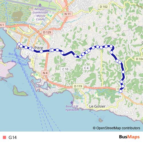 G14 bus Line Map