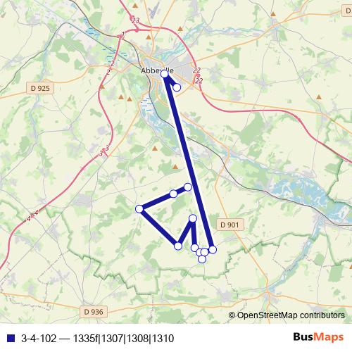 3-4-102 bus Line Map