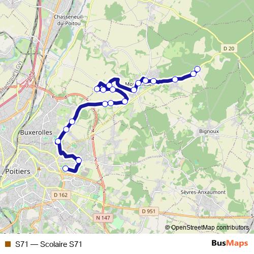 S71 bus Line Map