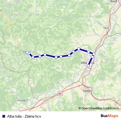 Alba Iulia - Zlatna hcv rail Line Map