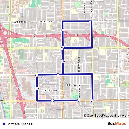 Artesia Transit bus Line Map
