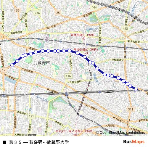 荻３５ bus Line Map