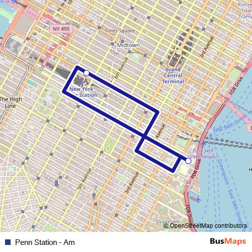 Penn Station - Am bus Line Map