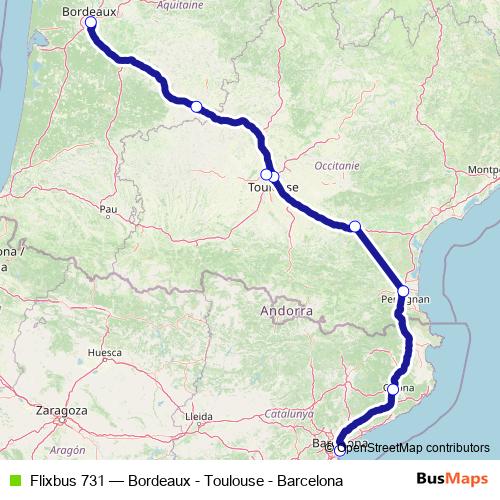 Flixbus 731 bus Line Map