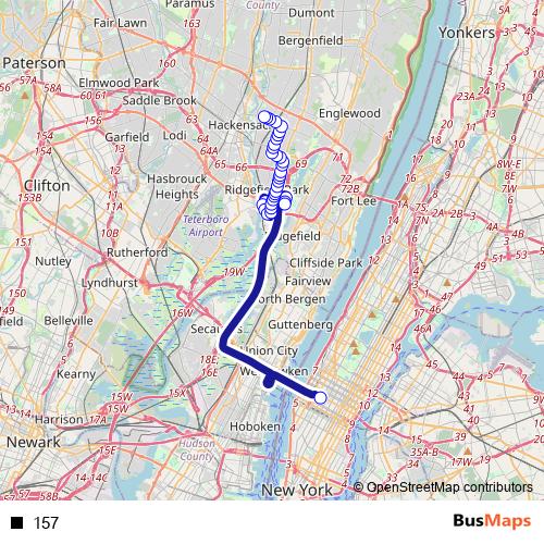 157 bus Line Map