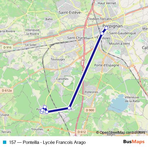 157 bus Line Map