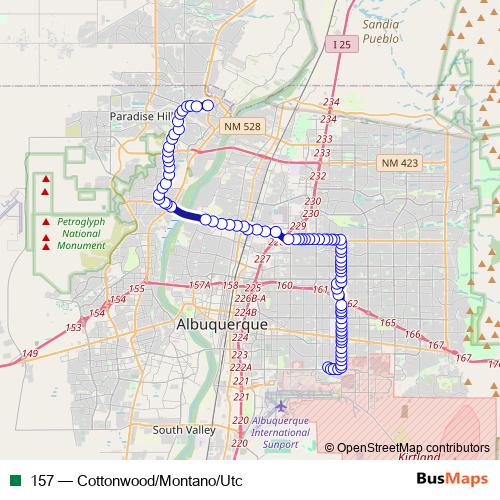 157 bus Line Map