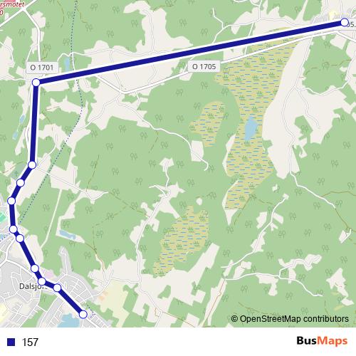 157 bus Line Map
