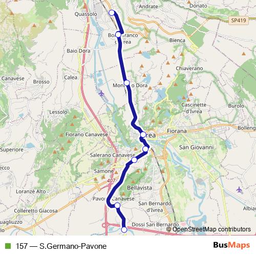 157 bus Line Map