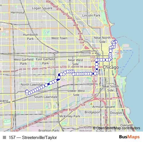 157 bus Line Map