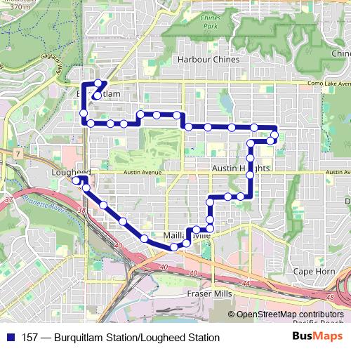 157 bus Line Map