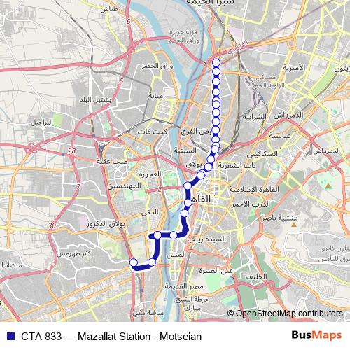 CTA 833 bus Line Map