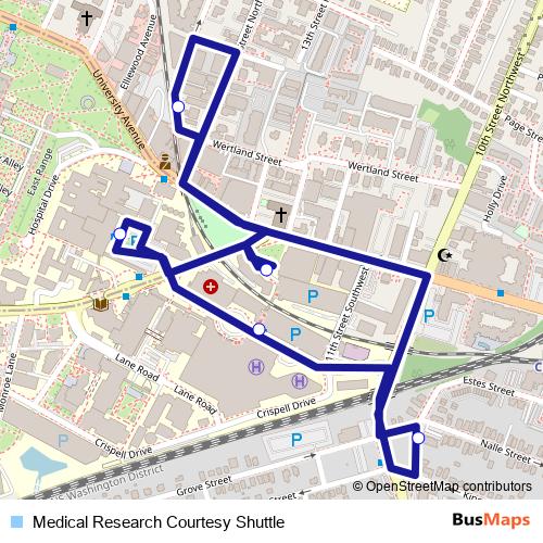 Medical Research Courtesy Shuttle bus Line Map