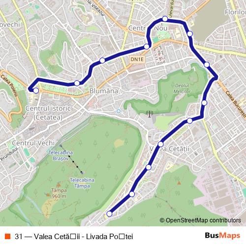 31 trolleybus Line Map
