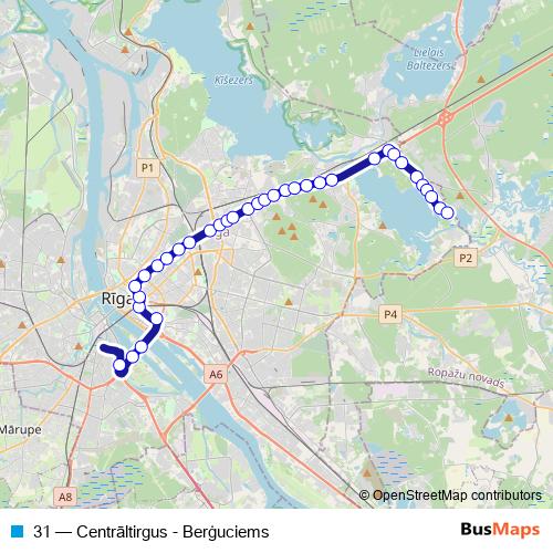 31 trolleybus Line Map