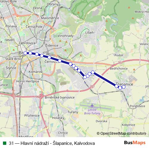 31 trolleybus Line Map