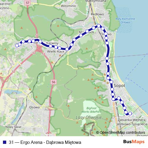 31 trolleybus Line Map