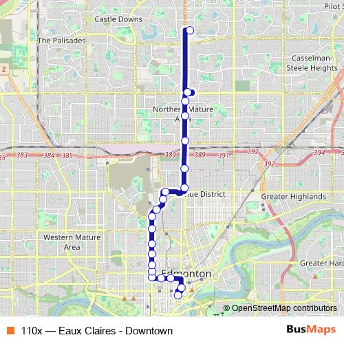 110x bus Line Map