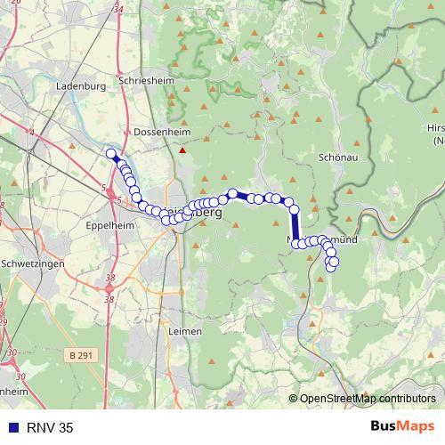 RNV 35 bus Line Map