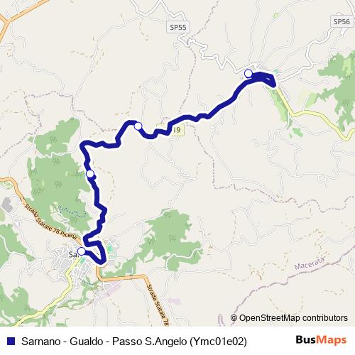 Sarnano - Gualdo - Passo S.Angelo (Ymc01e02) bus Line Map
