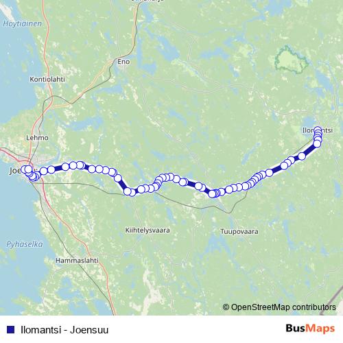 Ilomantsi - Joensuu bus Line Map