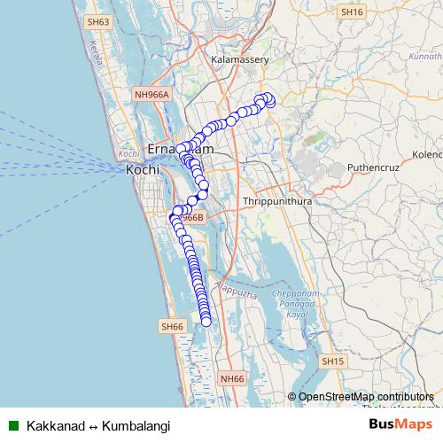 Kakkanad ↔ Kumbalangi bus Line Map