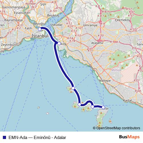 EMN-Ada ferry Line Map