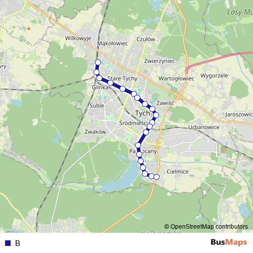 B trolleybus Line Map