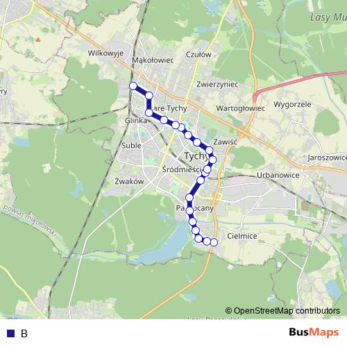 B trolleybus Line Map
