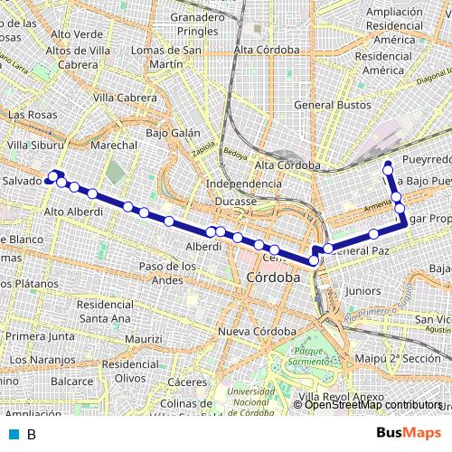 B trolleybus Line Map