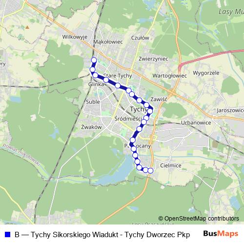 B trolleybus Line Map