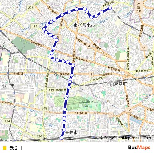武２１ bus Line Map